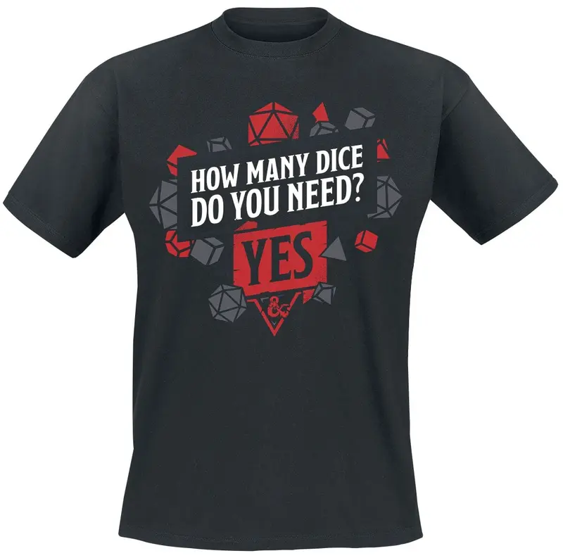 T-Shirt Manches courtes Gaming de Donjons & Dragons - Dice - S à XXL - pour Homme - noir