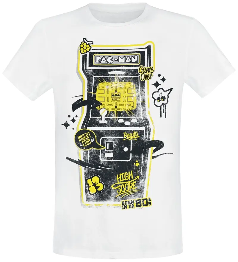 T-Shirt Manches courtes Gaming de Pac-Man - Arcade Classic - S à XXL - pour Homme - blanc