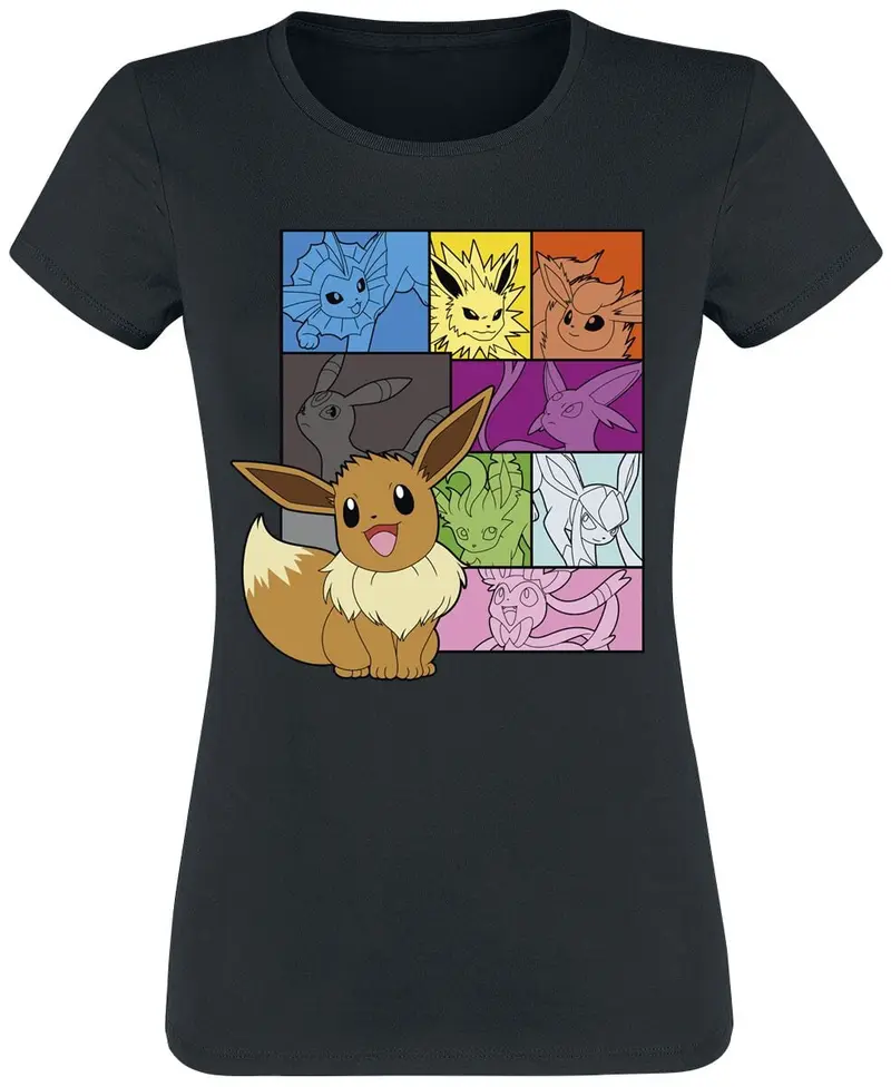 T-Shirt Manches courtes Gaming de Pokémon - Évoli - Évolitions - S à XXL - pour Femme - noir