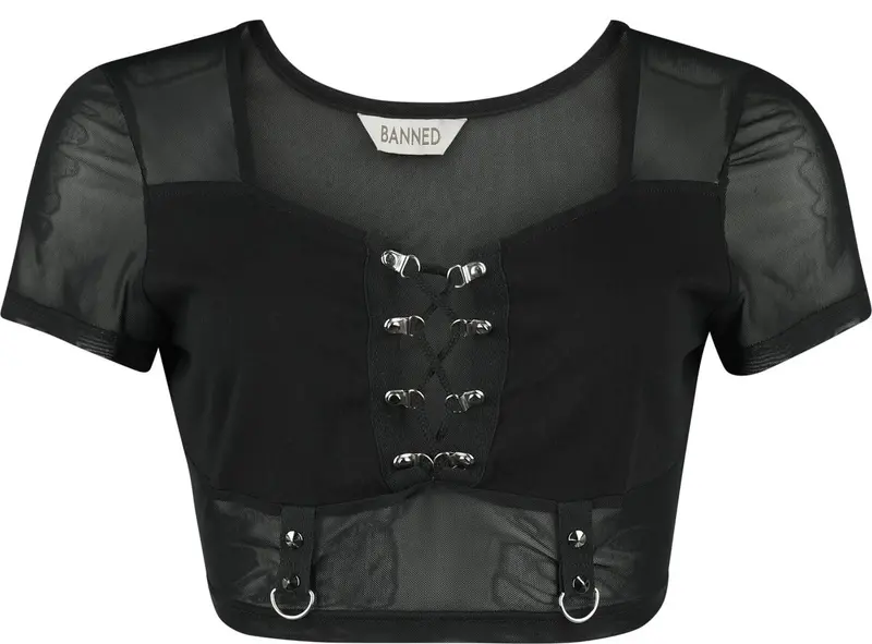 T-Shirt Manches courtes Gothic de Banned Alternative - Shadow Veil Mesh Top - XS à XXL - pour Femme - noir