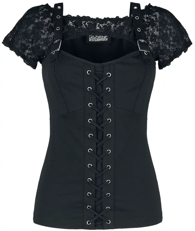 T-Shirt Manches courtes Gothic de Poizen Industries - Haut Moral - S à XXL - pour Femme - noir