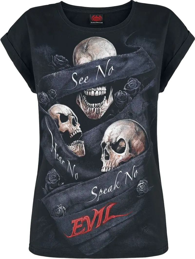 T-Shirt Manches courtes Gothic de Spiral - See No Evil - S à XXL - pour Femme - noir