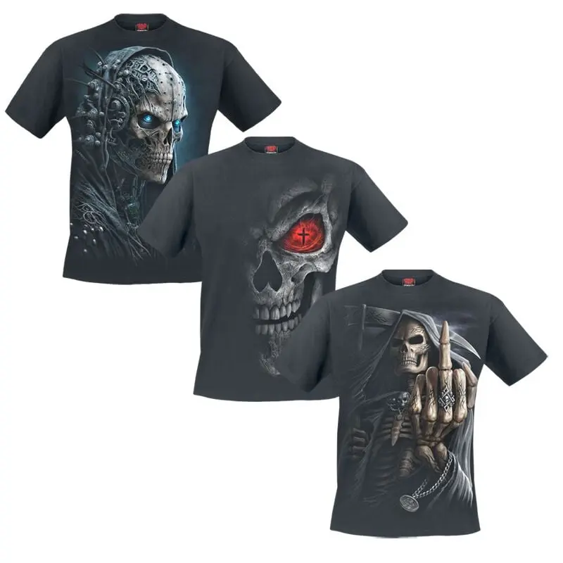 T-Shirt Manches courtes Rockabilly de Spiral - T-Shirt Crâne - Pack - S à XL - pour Homme - multicolore