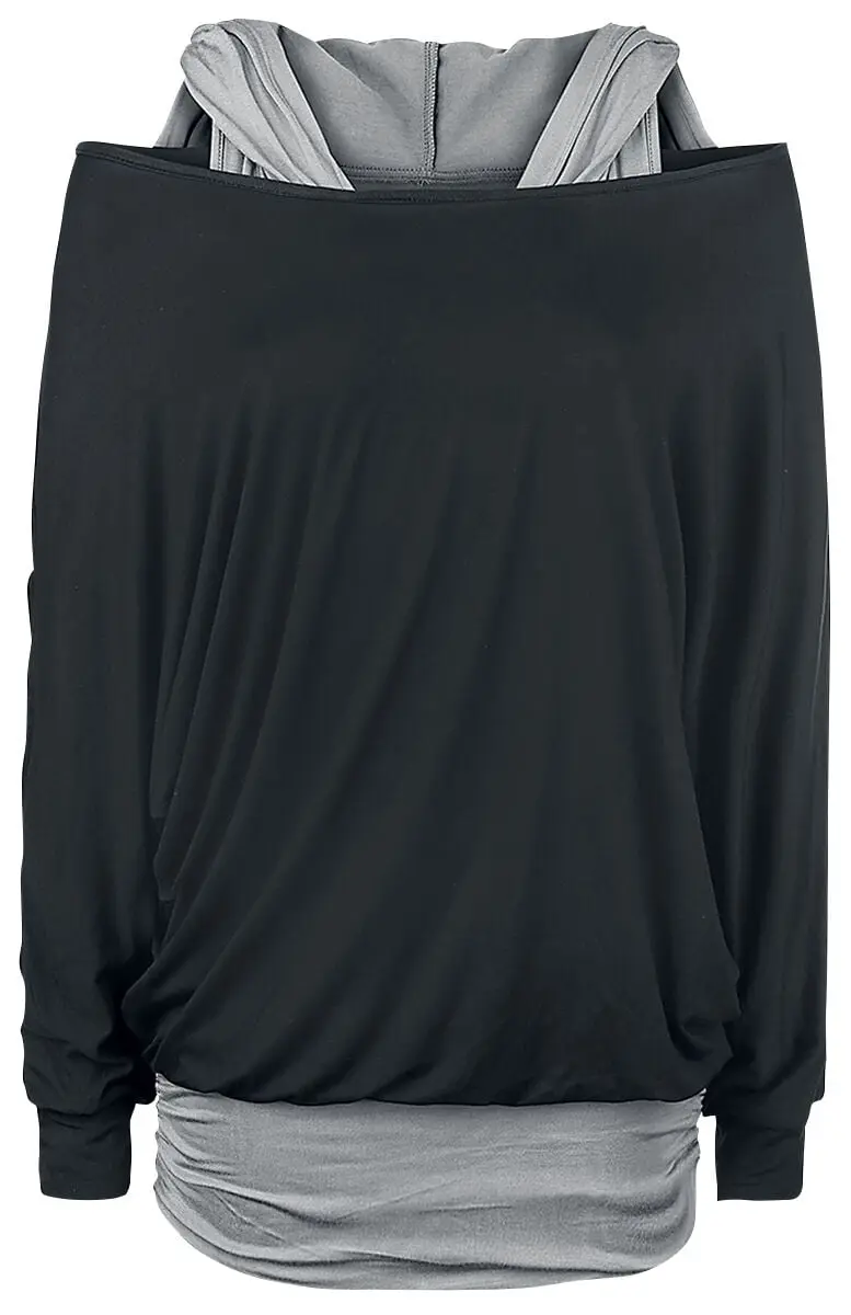 T-shirt manches longues de Black Premium by EMP - Get Loose - S à 5XL - pour Femme - noir/gris