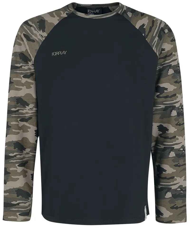 T-shirt manches longues de Forplay - Jerry - XL à XXL - pour Homme - camouflage/noir