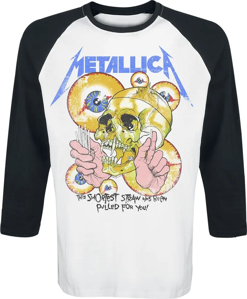 T-shirt manches longues de Metallica - Shortest Straw - S à XXL - pour Homme - blanc/noir