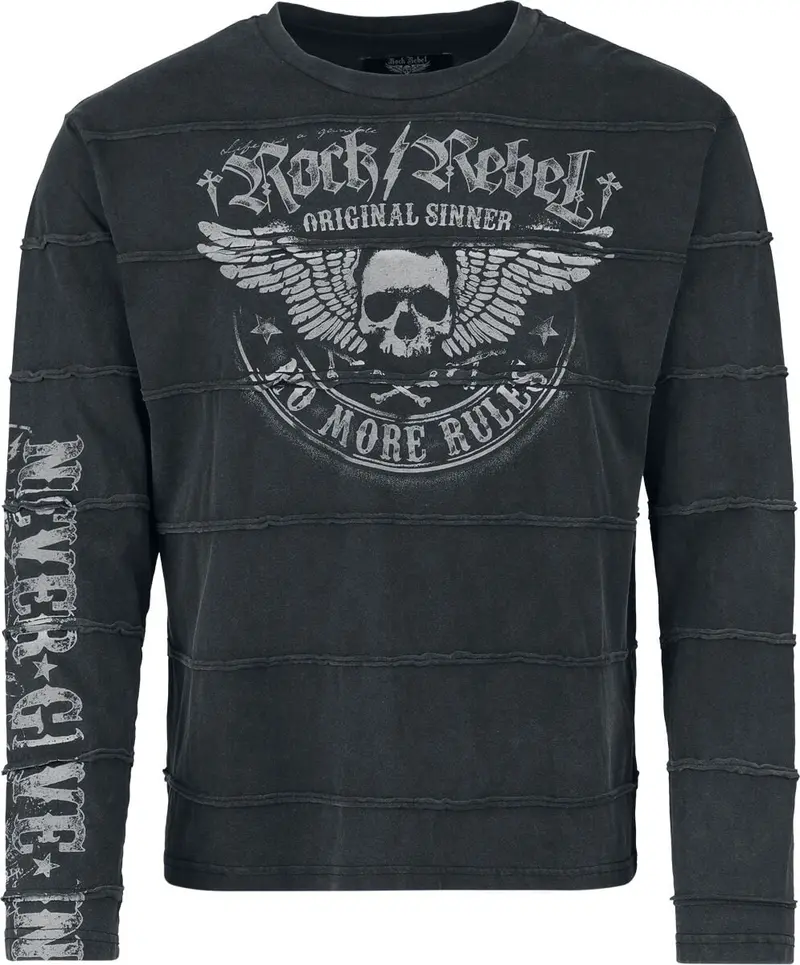 T-shirt manches longues de Rock Rebel by EMP - Original Sinners - S à XXL - pour Homme - gris