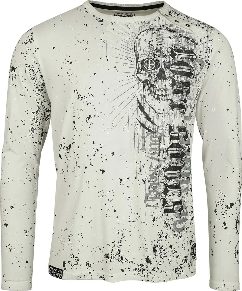 T-shirt manches longues de Rock Rebel by EMP - Skulls & Splatter - M à XXL - pour Homme - gris