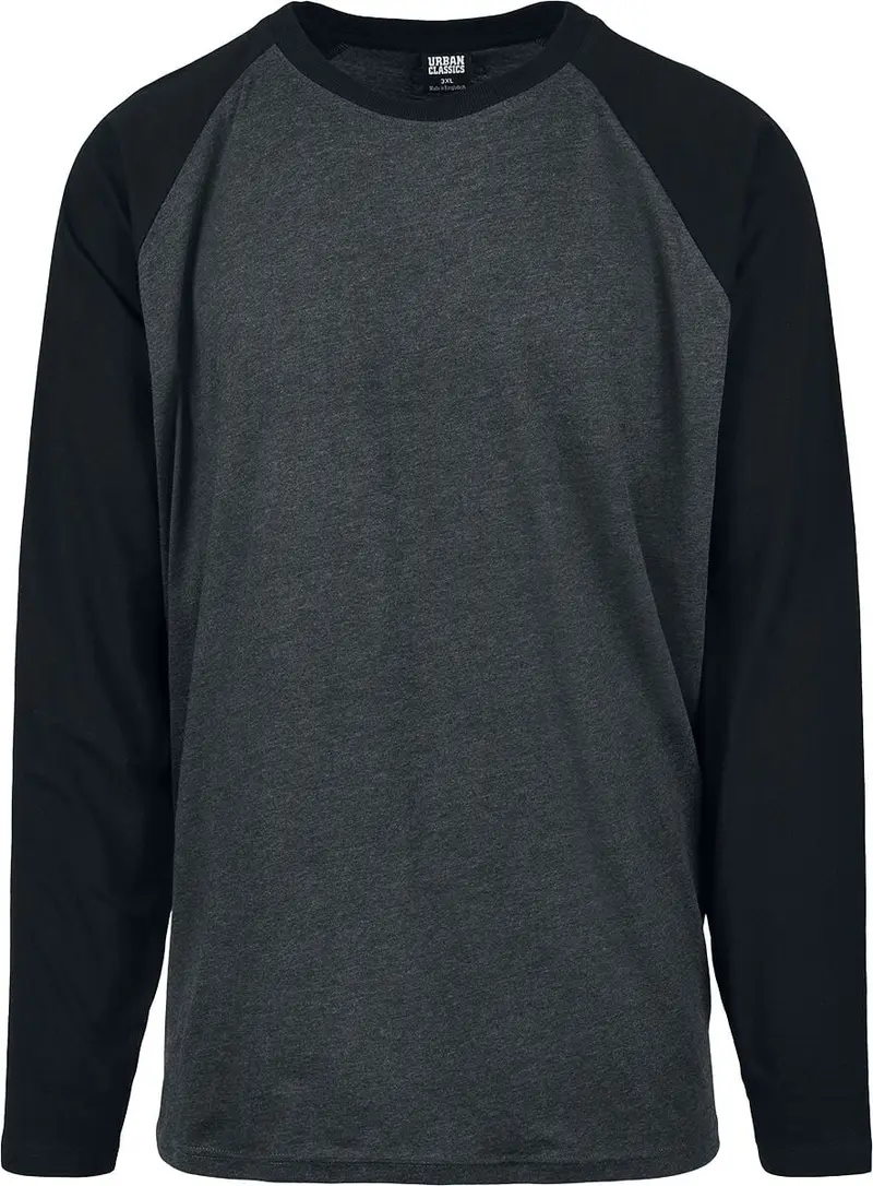 T-shirt manches longues de Urban Classics - Manches Longues Raglan Contrast - S à XXL - pour Homme - gris/anthracite