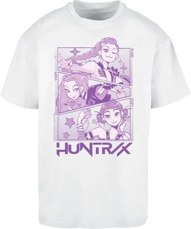 T-Shirt Oversize de KPop Demon Hunters - Huntrix Manga Panels - S à XXL - pour Unisexe - blanc