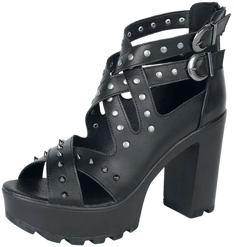 Talons hauts de Black Premium by EMP - Talons Hauts Sangles & Clous - EU38 à EU40 - pour Femme - noir