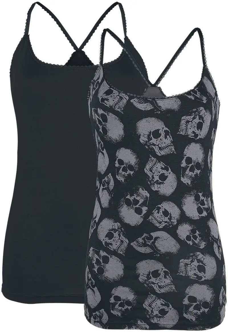 Top de Black Premium by EMP - Lot De Deux Haut Ras-Du-Cou - S à 5XL - pour Femme - noir/gris