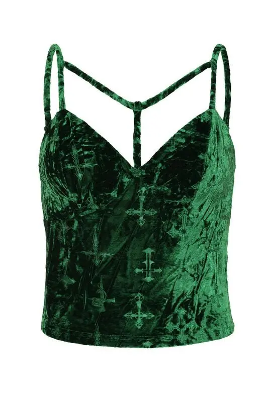 Top Gothic de Banned Alternative - Sanctum Velvet Top - XS à XXL - pour Femme - vert