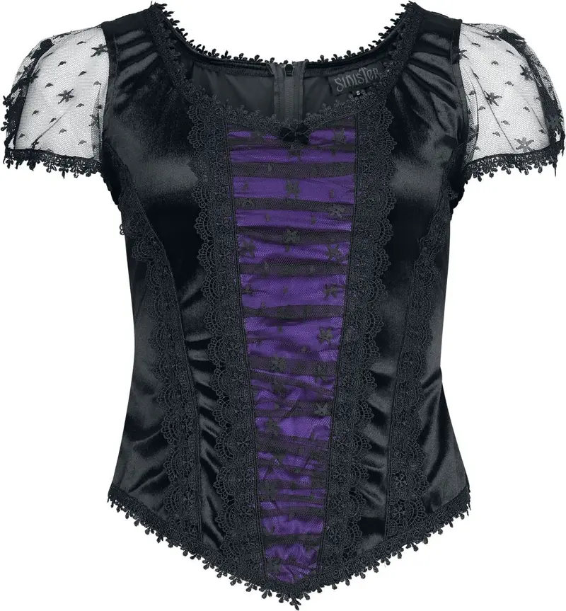 Top Gothic de Sinister Gothic - Top De Style Gothique - XS à XXL - pour Femme - noir/lilas