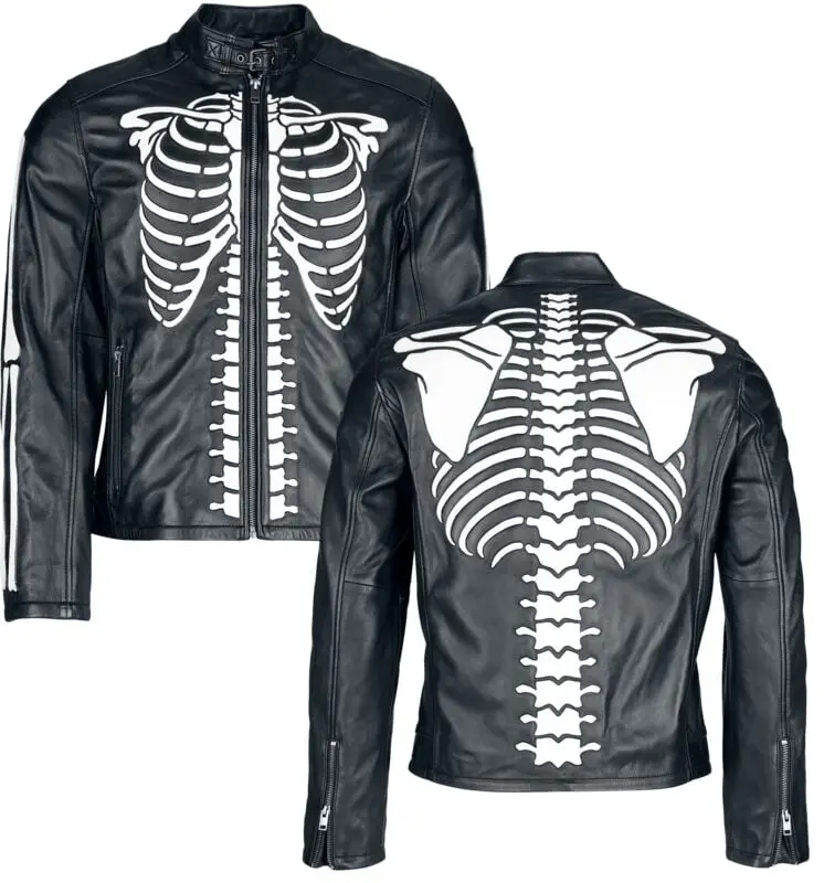 Veste en cuir de Black Premium by EMP - Crâne & Os - S à XXL - pour Homme - noir