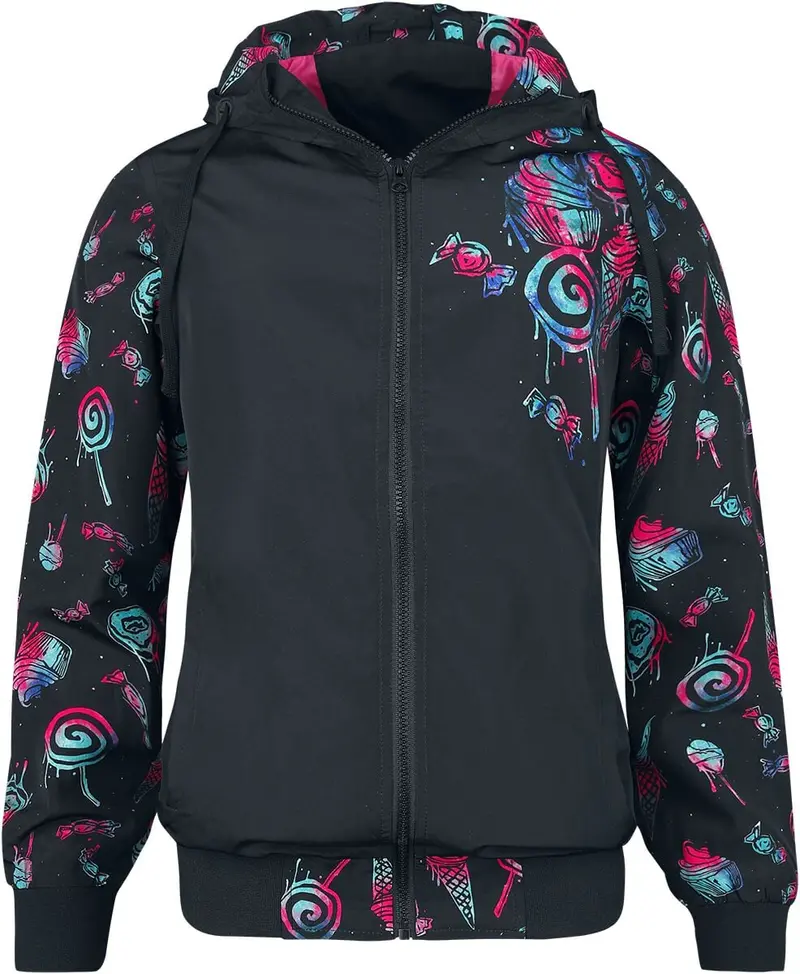Veste mi-saison de Full Volume by EMP - Veste mi-saison avec imprimé bonbons - XS à S - pour Femme - noir