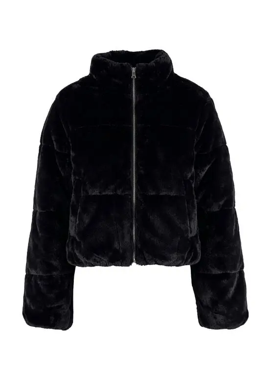 Veste mi-saison de Urban Classics - Fausse Fourrure - XS à 3XL - pour Femme - noir