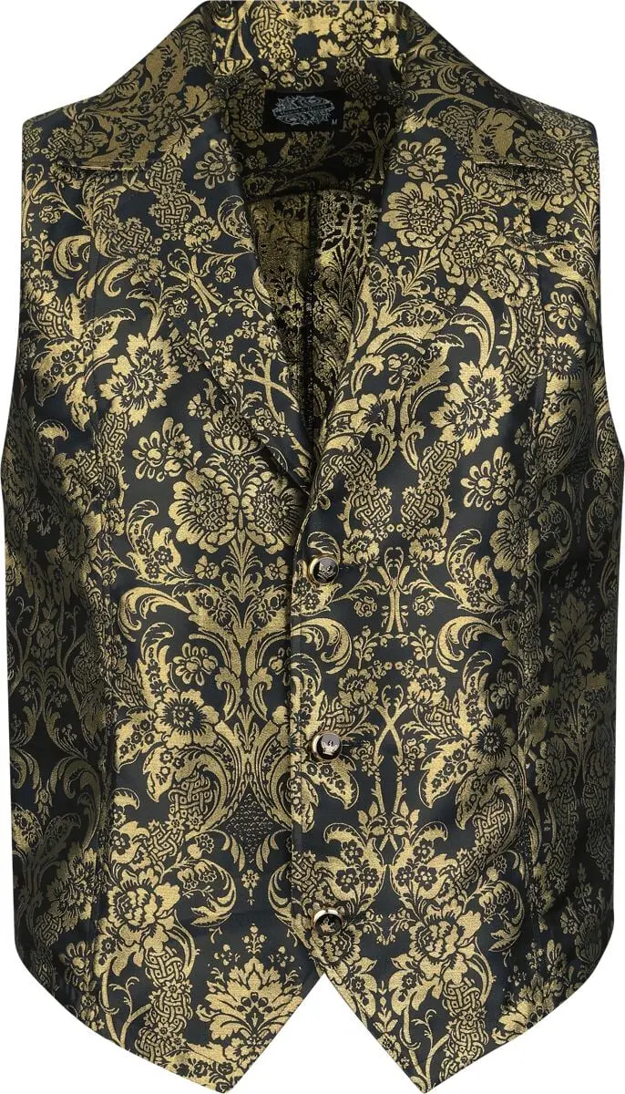 Veste Sans Manches Gothic de H&R London - Golden Baroque Gothic Vest - S à 5XL - pour Homme - noir