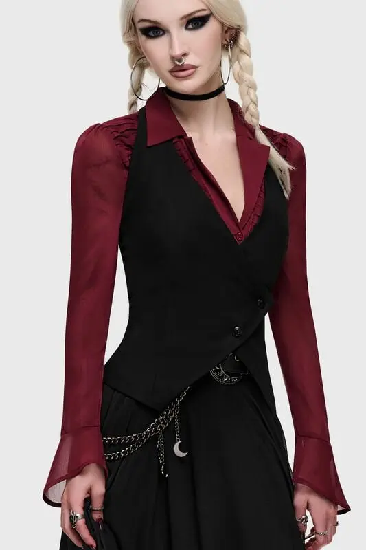Veste Sans Manches Gothic de KIHILIST by KILLSTAR - Witchmarked Waistcoat - XS à 4XL - pour Femme - noir